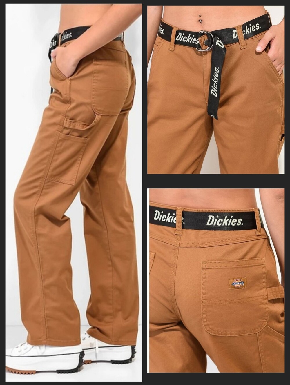 Dickies Carpenter Relaxed Fit Twill Pants Duck Brown W/removable Belt Nwt Sz 25